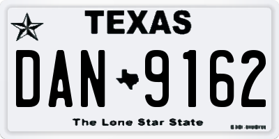 TX license plate DAN9162