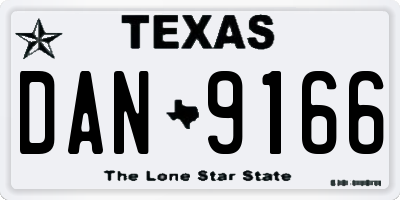 TX license plate DAN9166