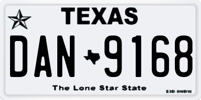 TX license plate DAN9168