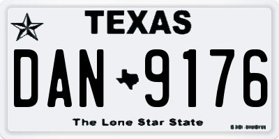 TX license plate DAN9176