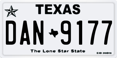 TX license plate DAN9177