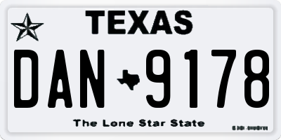 TX license plate DAN9178