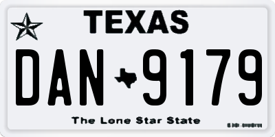 TX license plate DAN9179