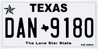 TX license plate DAN9180