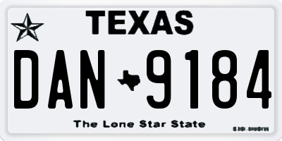 TX license plate DAN9184