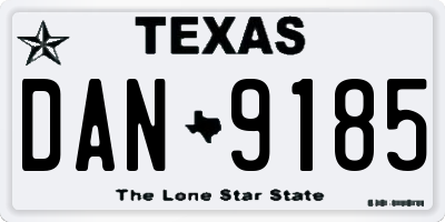 TX license plate DAN9185