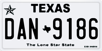 TX license plate DAN9186