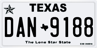 TX license plate DAN9188