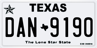 TX license plate DAN9190