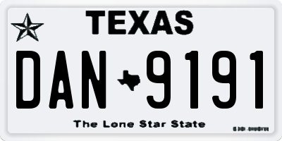 TX license plate DAN9191