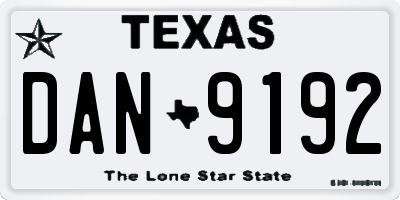 TX license plate DAN9192