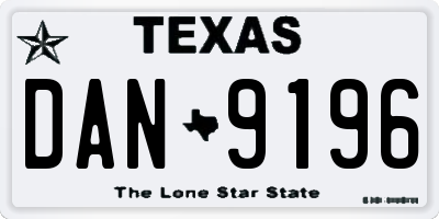 TX license plate DAN9196