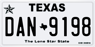 TX license plate DAN9198