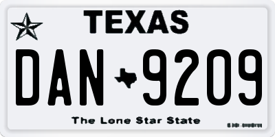 TX license plate DAN9209