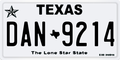 TX license plate DAN9214