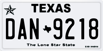 TX license plate DAN9218