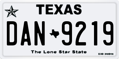 TX license plate DAN9219