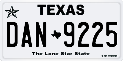 TX license plate DAN9225