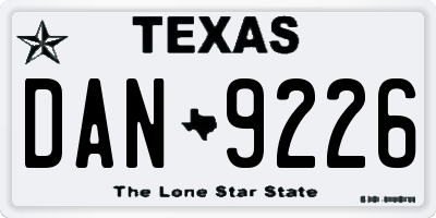 TX license plate DAN9226