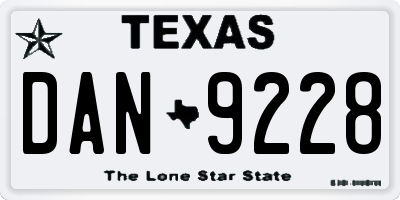 TX license plate DAN9228