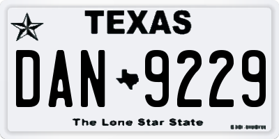 TX license plate DAN9229