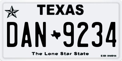 TX license plate DAN9234