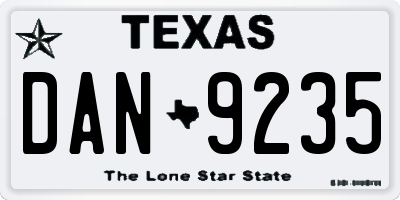 TX license plate DAN9235