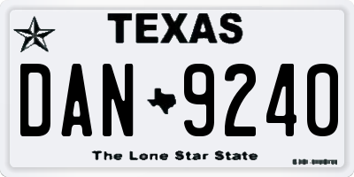 TX license plate DAN9240