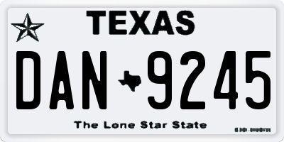 TX license plate DAN9245