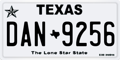 TX license plate DAN9256