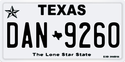 TX license plate DAN9260