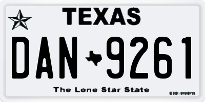 TX license plate DAN9261