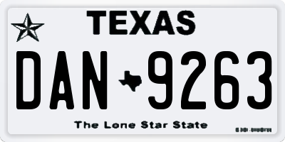TX license plate DAN9263