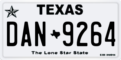 TX license plate DAN9264