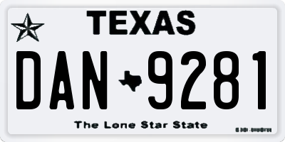 TX license plate DAN9281