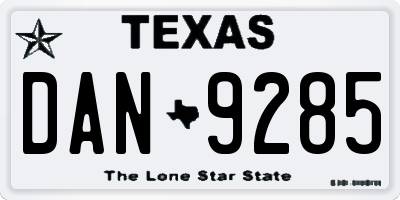 TX license plate DAN9285