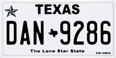 TX license plate DAN9286