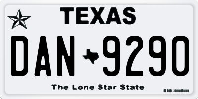 TX license plate DAN9290
