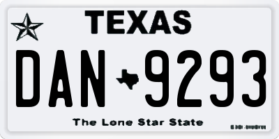 TX license plate DAN9293