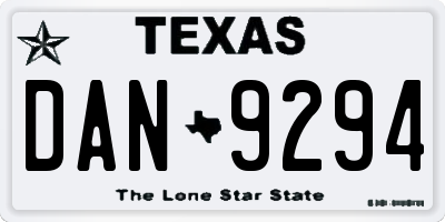 TX license plate DAN9294
