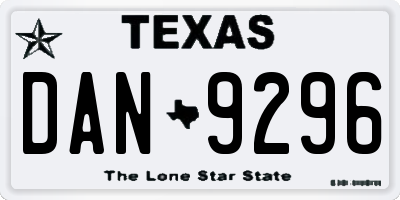 TX license plate DAN9296