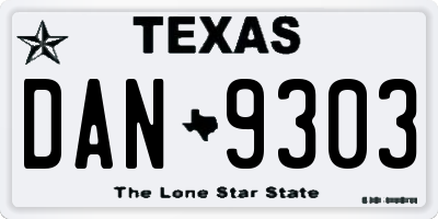 TX license plate DAN9303