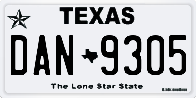 TX license plate DAN9305