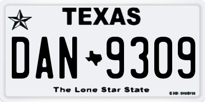 TX license plate DAN9309
