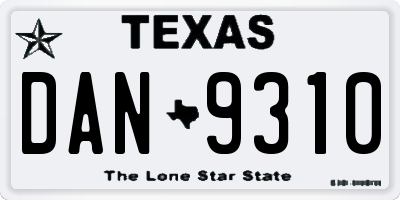 TX license plate DAN9310