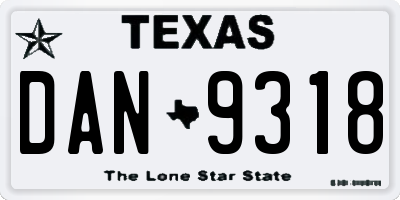 TX license plate DAN9318