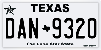 TX license plate DAN9320