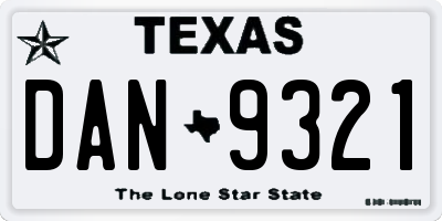 TX license plate DAN9321