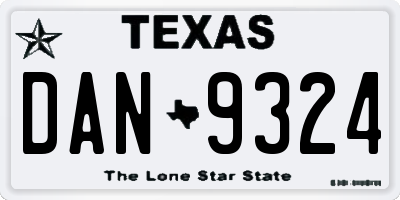 TX license plate DAN9324