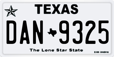 TX license plate DAN9325